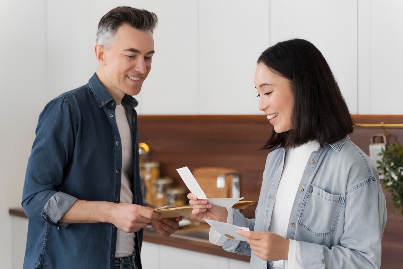 投資の収益に喜ぶ二人