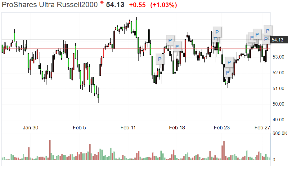 罗素2000 ETF2倍近一个月走势 罗素2000 ETF2倍近一个月走势
