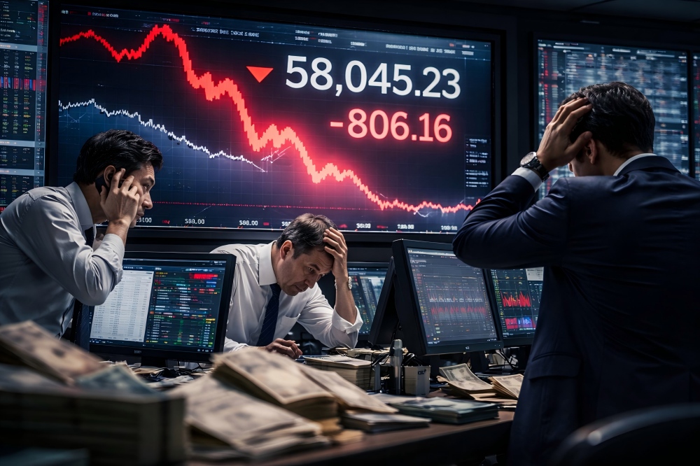 日経平均株価が58000円から下落 日経平均株価が58000円から下落