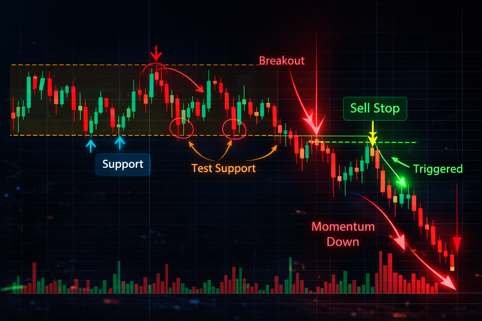 ตัวอย่างการใช้ Sell Stop จากสถานการณ์ตลาดทองคำ