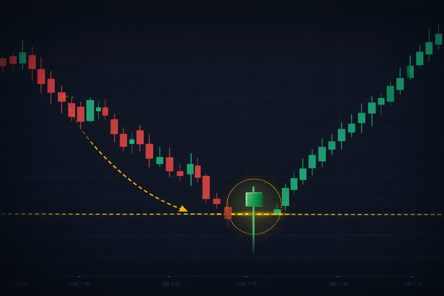 ตัวอย่างแท่งเทียน hammer ในกราฟ 