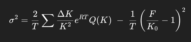 VIX Variance Formula