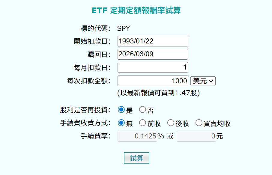 標普500定期定額