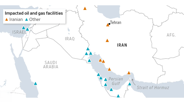 प्रभावित तेल और गैस सुविधाएँ प्रभावित तेल और गैस सुविधाएँ