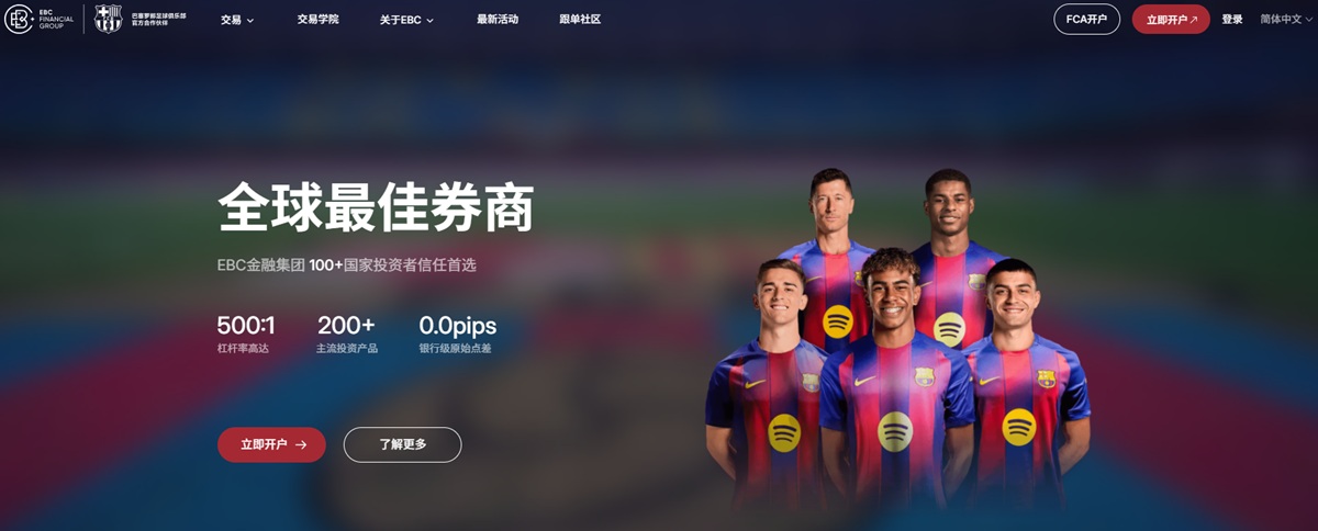 EBC金融集团官网页面