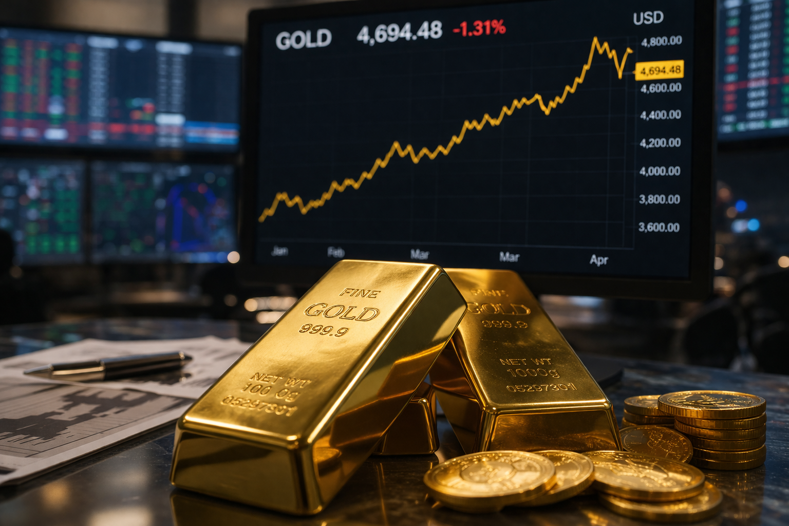 금 가격 하락  차트