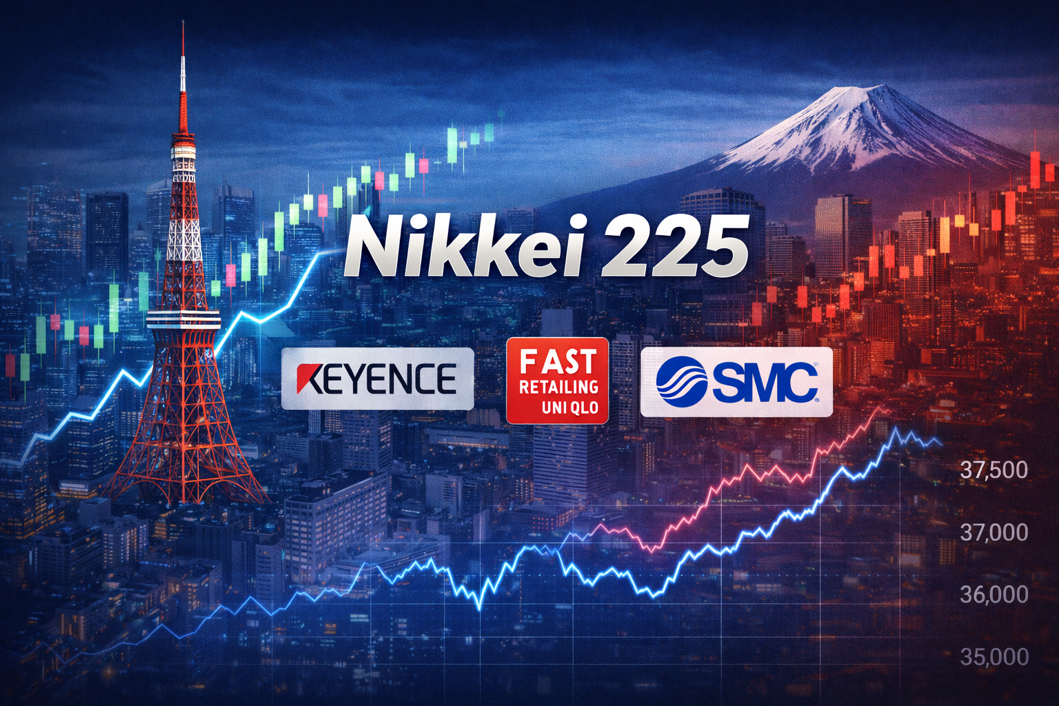 Nikkei 225 and Tokyo skyline overview.png