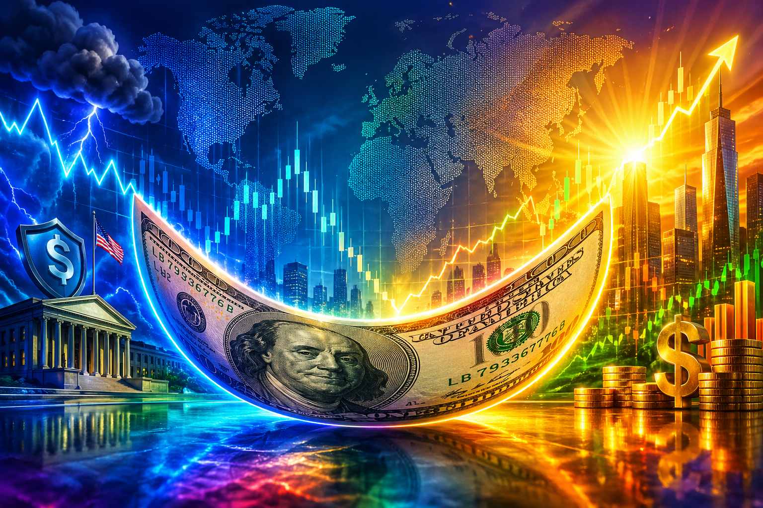 Teoría de la sonrisa del dólar: ¿Por qué el billete verde gana dos veces?