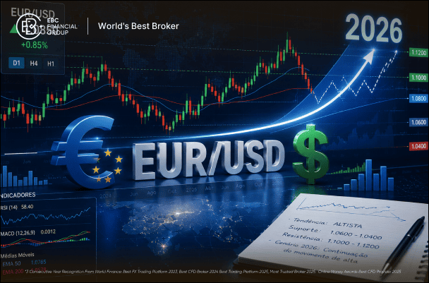 Previsão EUR/USD 2026: análise técnica do par euro dólar