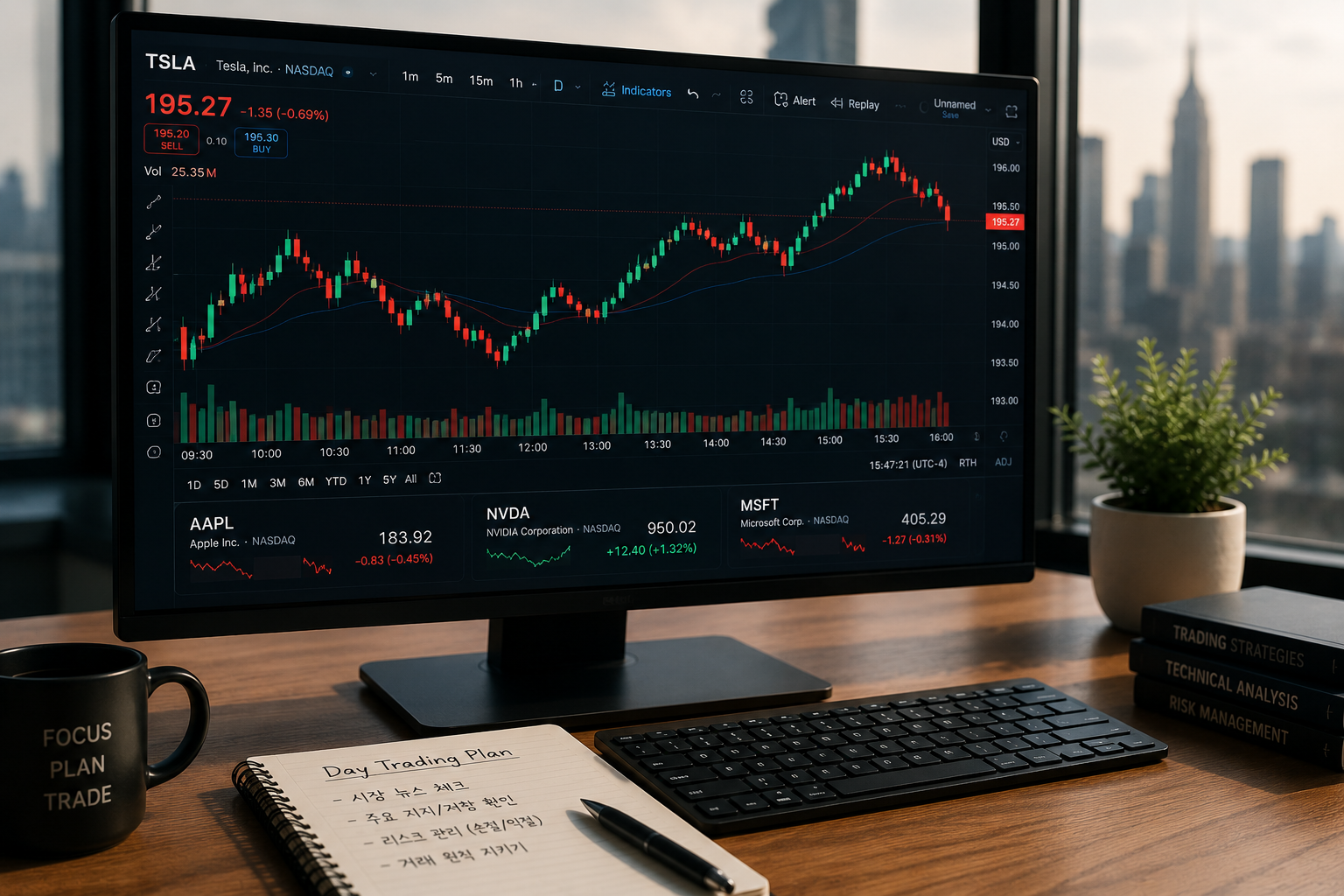 테슬라 주가 차트 예시 이미지