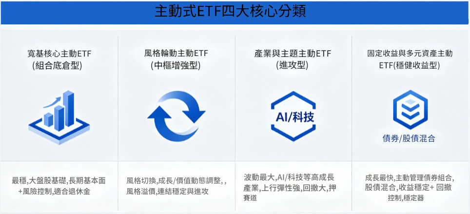 主動式ETF四大分類 主動式ETF四大分類