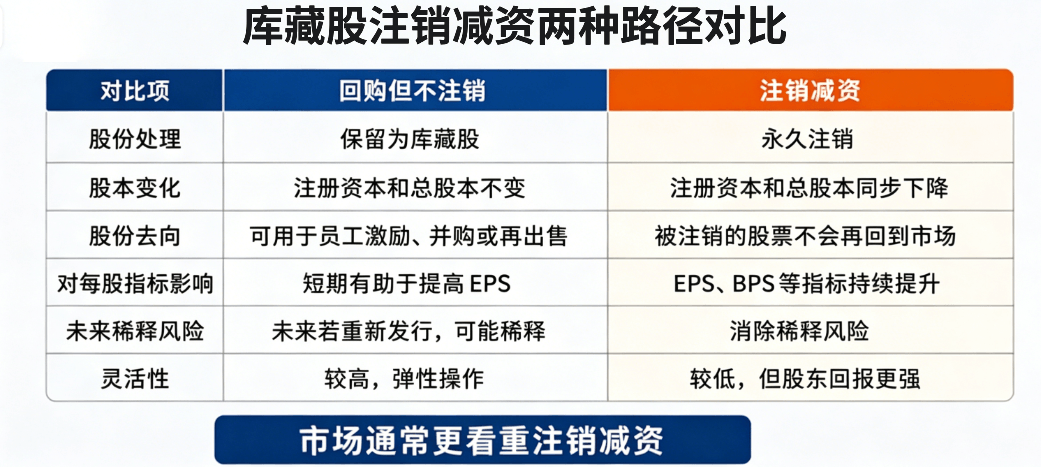 库藏股注销减资两种路径对比