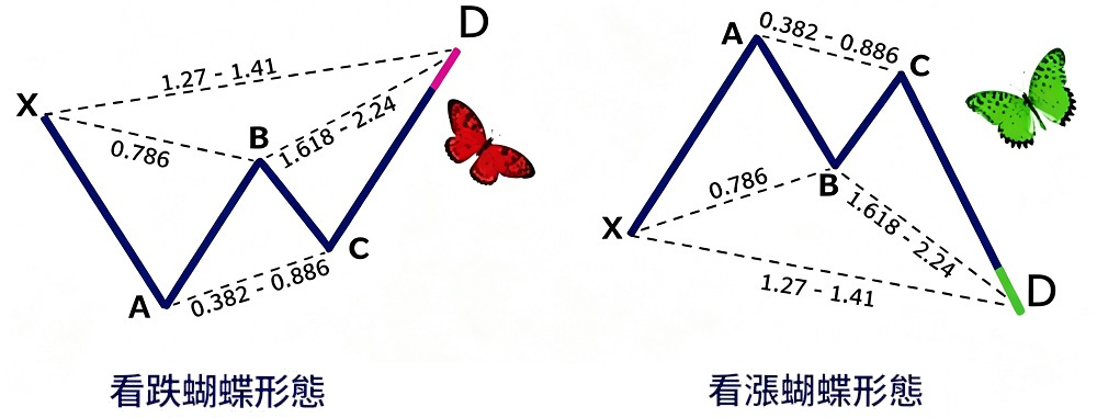 諧波型態之蝴蝶型態 諧波型態之蝴蝶型態