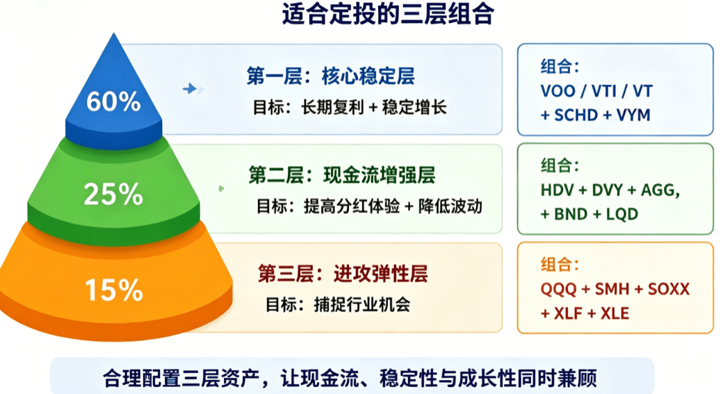 适合定投的三层组合