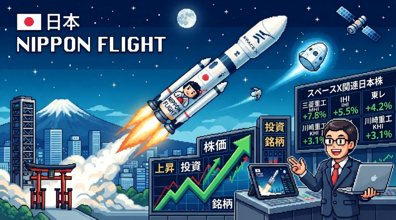 スペースX関連の日本銘柄を解説 スペースX関連の日本銘柄を解説