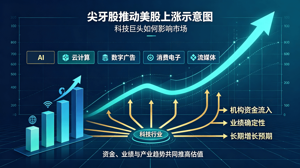 尖牙股推动美股上涨示意图