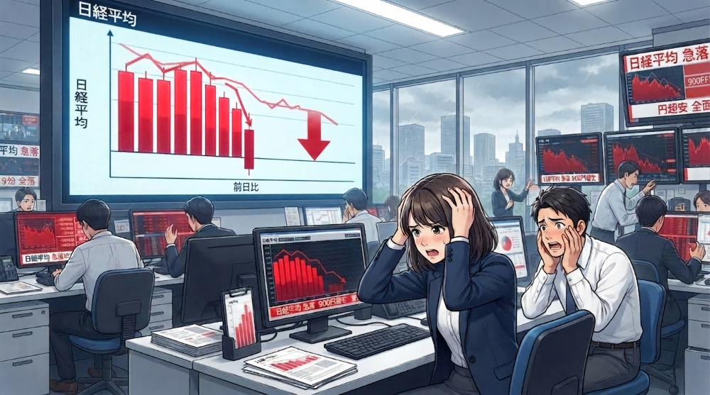 日経平均の下げ幅900円超え 日経平均の下げ幅900円超え