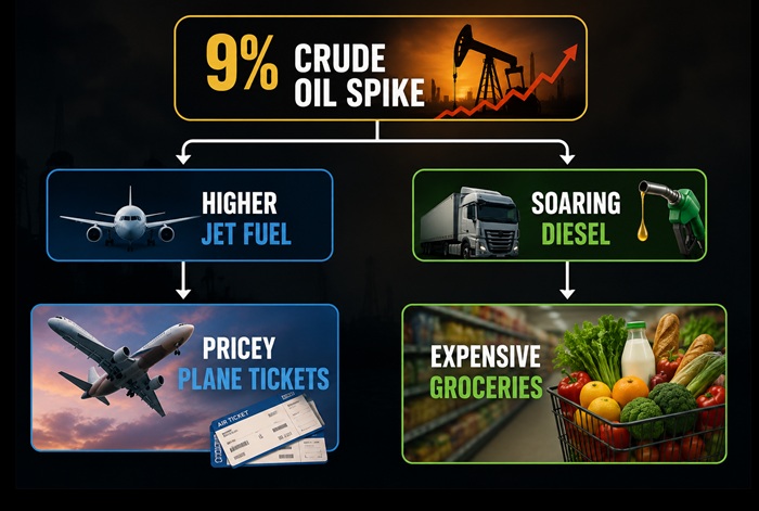 9% crude oil spike 9% crude oil spike