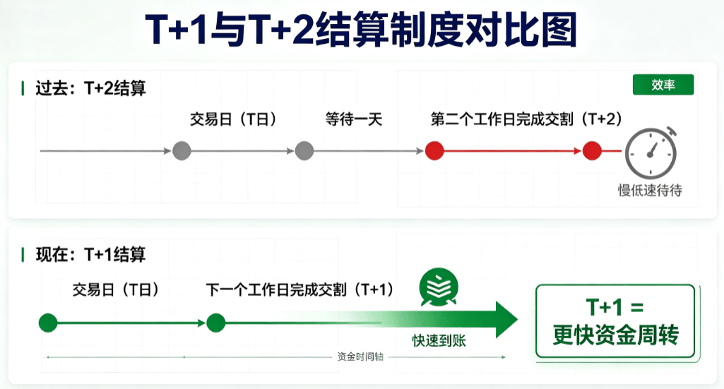 T+1 与 T+2 结算制度对比图 T+1 与 T+2 结算制度对比图