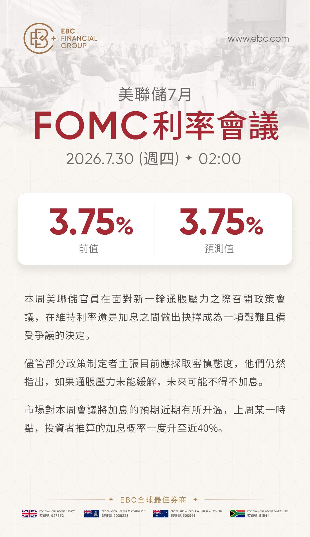 美聯儲7月利率會議