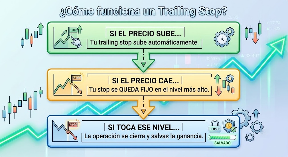 ¿Cómo funciona un trailing stop? ¿Cómo funciona un trailing stop?
