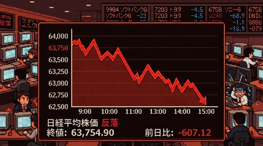 日経平均は反落、7割超の銘柄が下落　円高・海外リスクで利益確定売り広がる