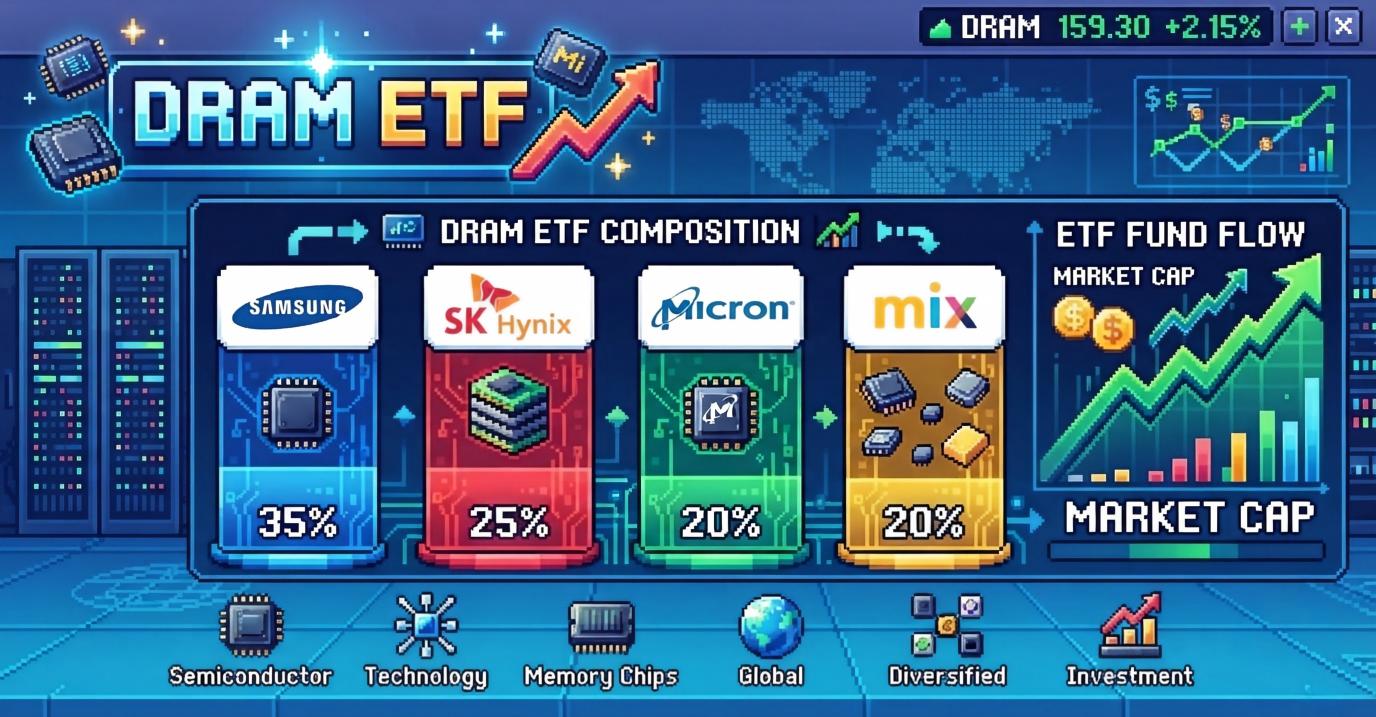 DRAM ETFの構成銘柄とは?AI時代に注目されるメモリー半導体投資を初心者向けに解説 DRAM ETFの構成銘柄とは?AI時代に注目されるメモリー半導体投資を初心者向けに解説