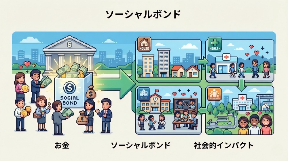 ソーシャルボンドとは何か?ESG投資で注目される社会貢献型債券の特徴を初心者向けに解説 ソーシャルボンドとは何か?ESG投資で注目される社会貢献型債券の特徴を初心者向けに解説
