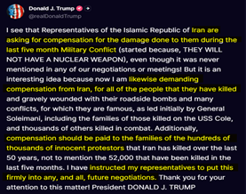 Notificación Trump sobre Irán Notificación Trump sobre Irán