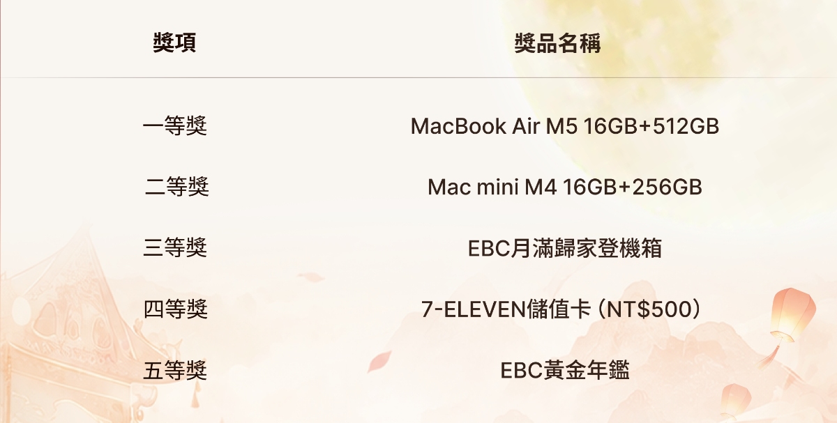 EBC中秋獎品