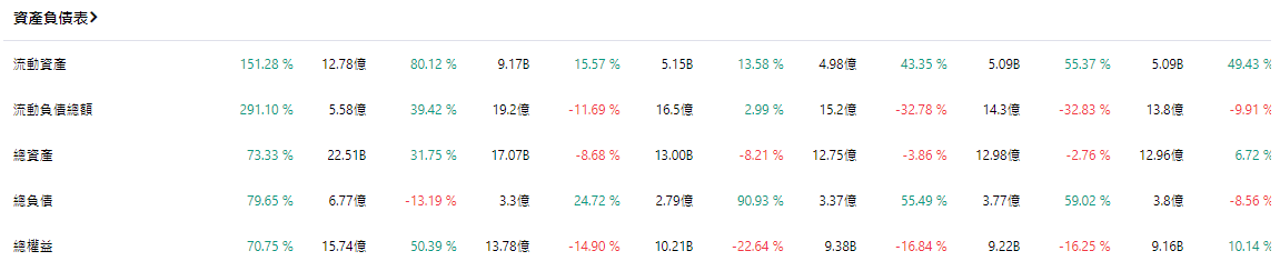 閃迪公司資產負債表