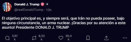 Comentario Trump Truth Social Comentario Trump Truth Social