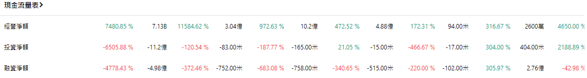閃迪公司現金流量表