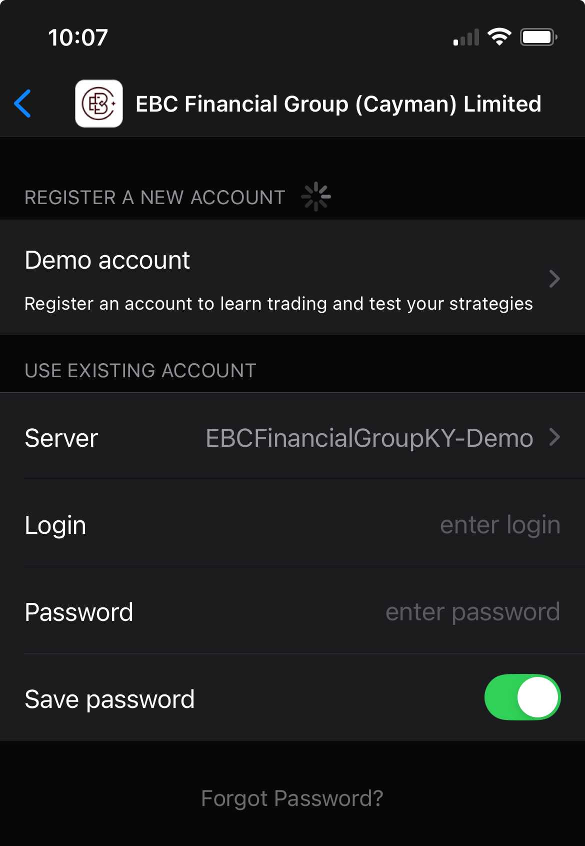 EBC Register Demo account EBC Register Demo account