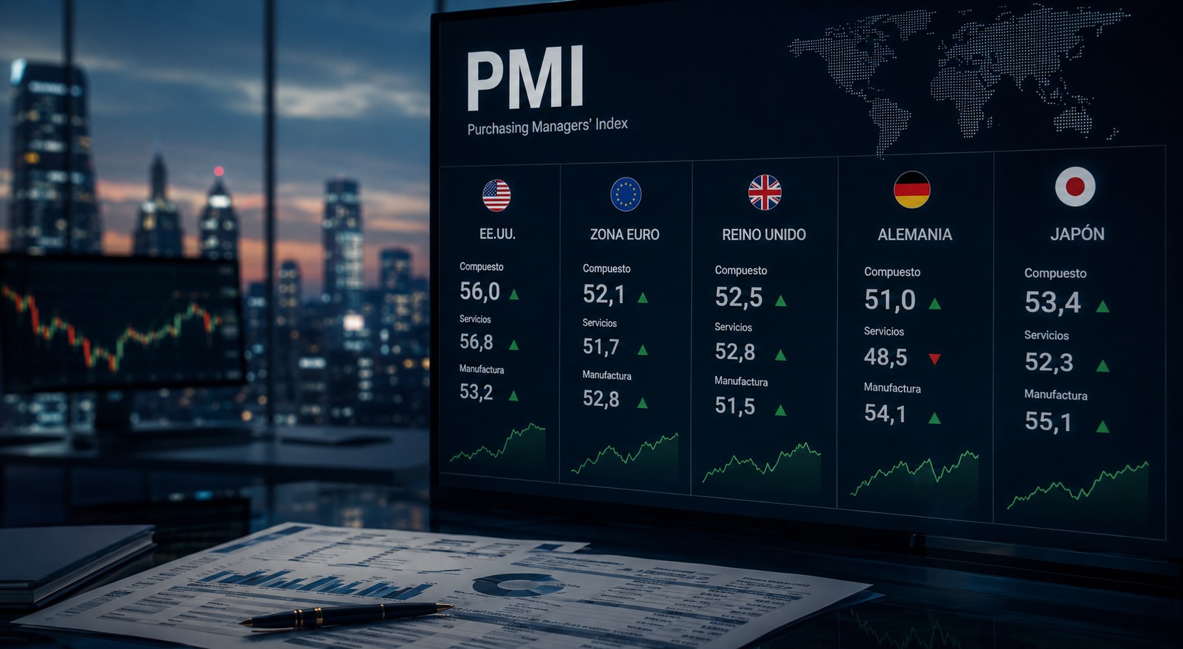 PMI globales sorprenden: Estados Unidos lidera mientras Europa vuelve a crecer