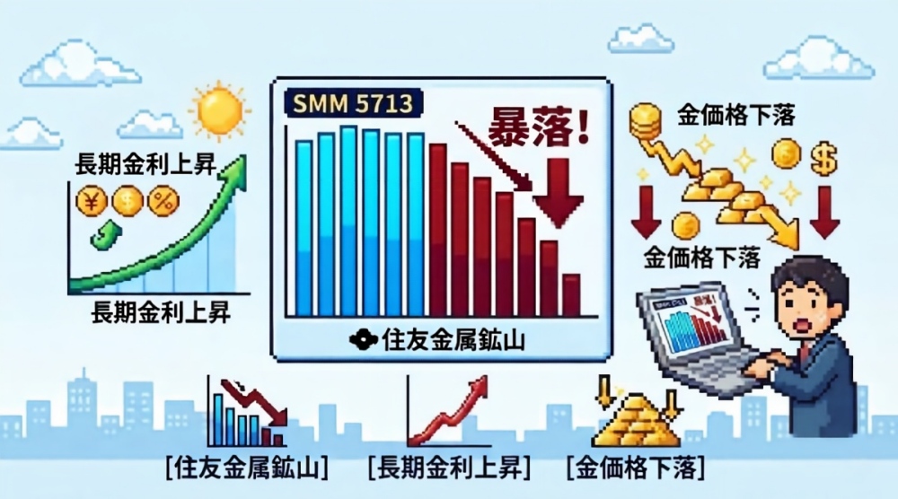 住友金属鉱山株価は暴落｜長期金利上昇で金価格下落、非鉄株売りが加速した背景