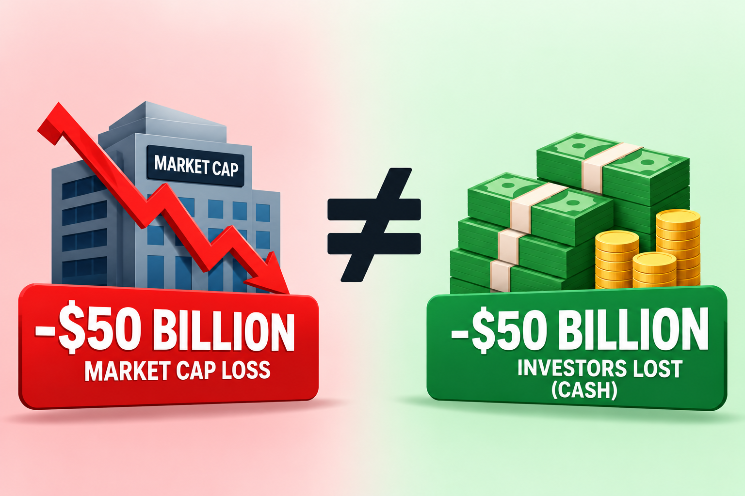 Uma perda de valor de mercado de US$ 50 bilhões significa que os investidores perderam US$ 50 bilhões?
