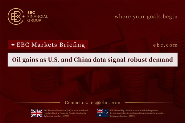 Oil gains as U.S. and China data signal robust demand