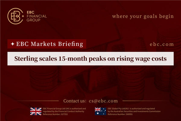 Sterling scales 15-month peaks on rising wage costs
