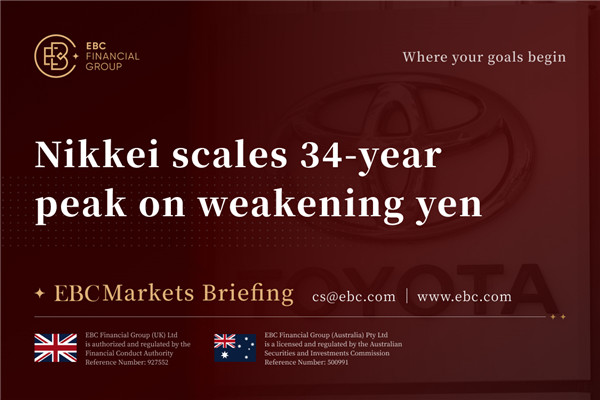 Nikkei alcanza máximos de 34 años ante el debilitamiento del yen