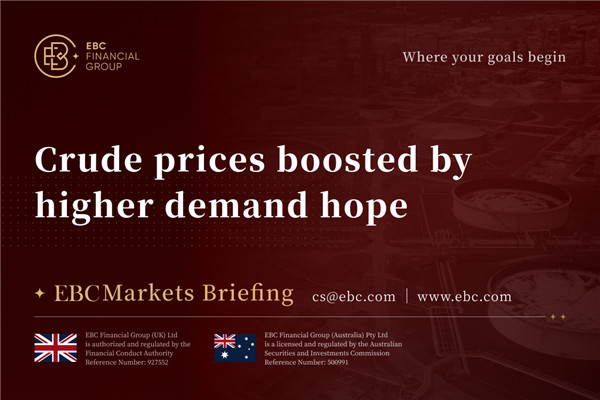 Crude prices boosted by higher demand hope