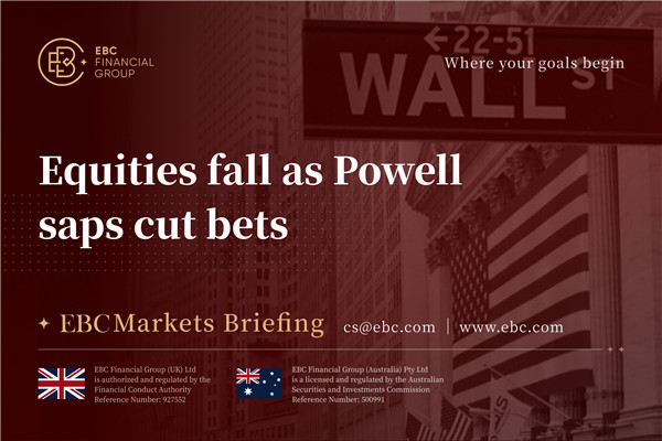 Equities fall as Powell saps cut bets