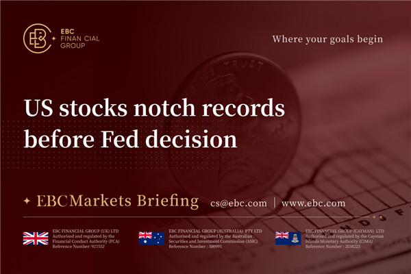 Las acciones estadounidenses registran récords antes de la decisión de la Fed