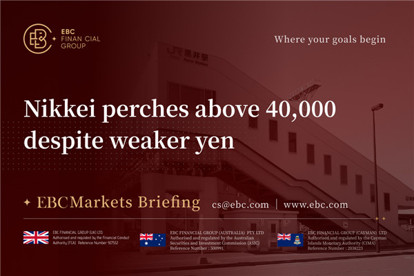 El Nikkei se sitúa por encima de los 40.000 puntos pese al debilitamiento del yen