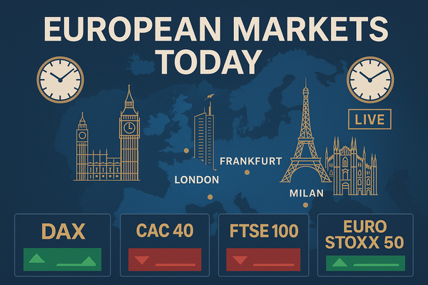 European Markets Today: DAX Falls 0.99%, FTSE Gains