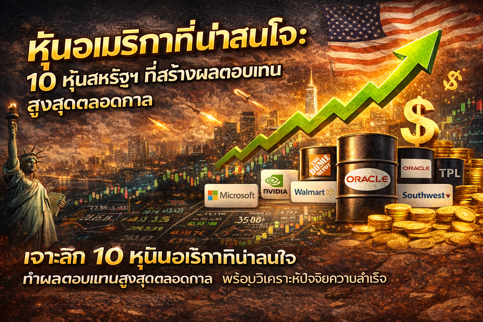 รู้งี้ซื้อตั้งนานแล้ว! 10 หุ้นอเมริกาที่น่าสนใจ เปลี่ยนเงินหลักพัน เป็นหลักล้าน