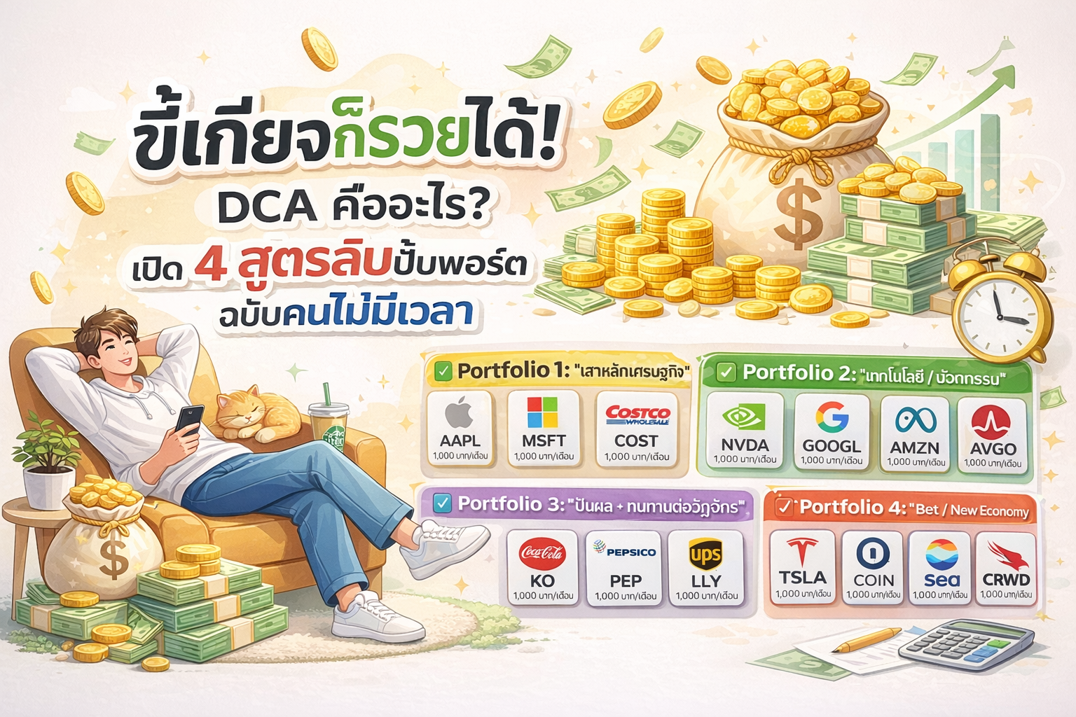 ขี้เกียจก็รวยได้! DCA คืออะไร? เปิด 4 สูตรลับปั้นพอร์ตฉบับคนไม่มีเวลา