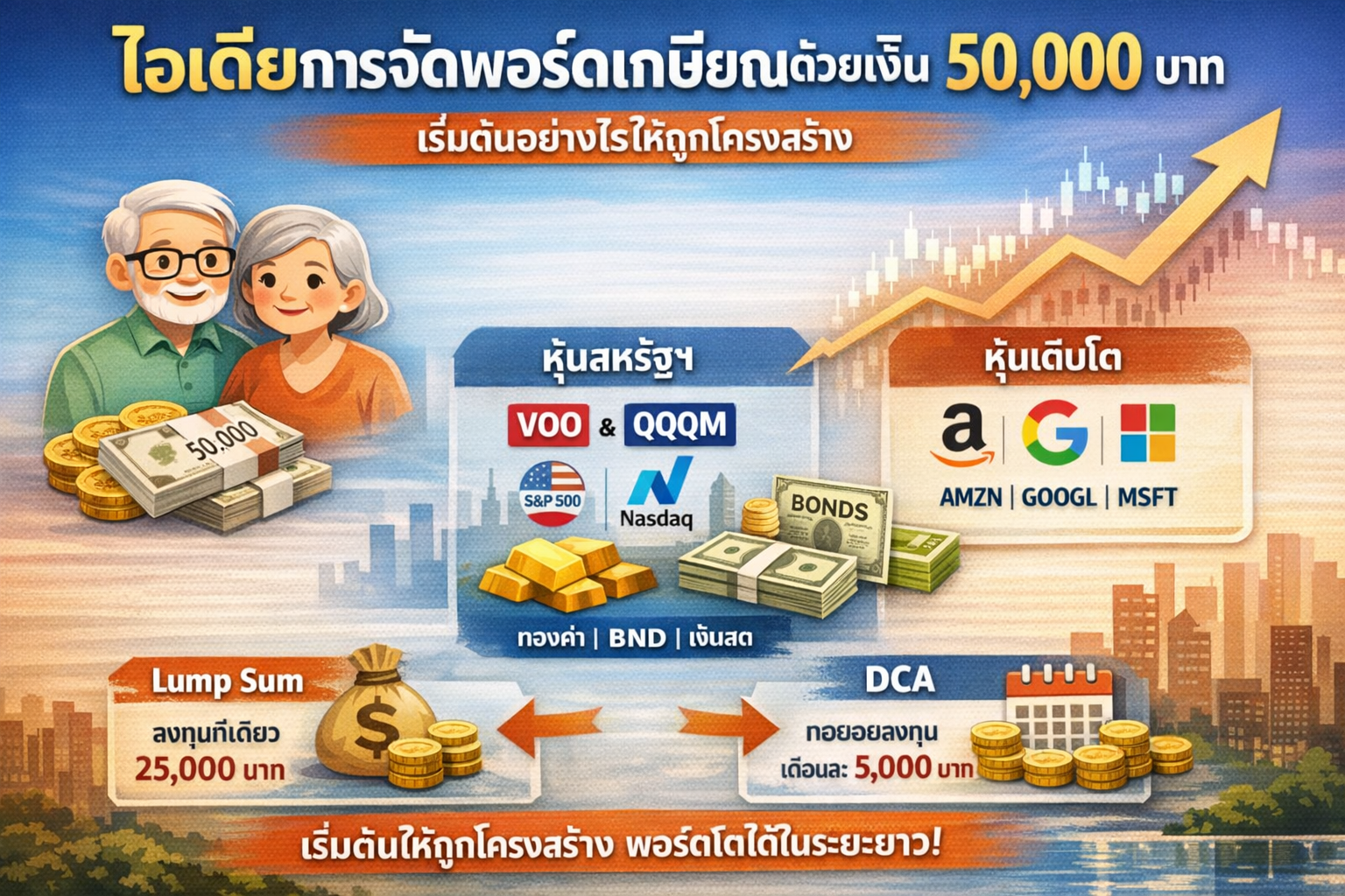 เริ่มก่อนรวยกว่า! วิธีปั้นพอร์ตเกษียณด้วยเงิน 50,000 บาท วางโครงสร้างอย่างไรให้ยั่งยืน