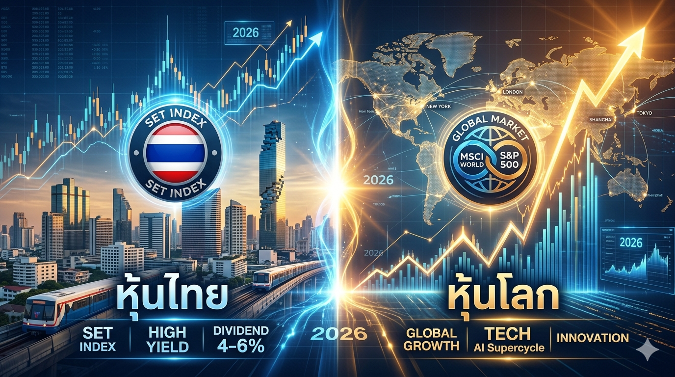 หุ้นไทย vs หุ้นโลก 2026: เลือกจัดพอร์ตที่ไหนดี?