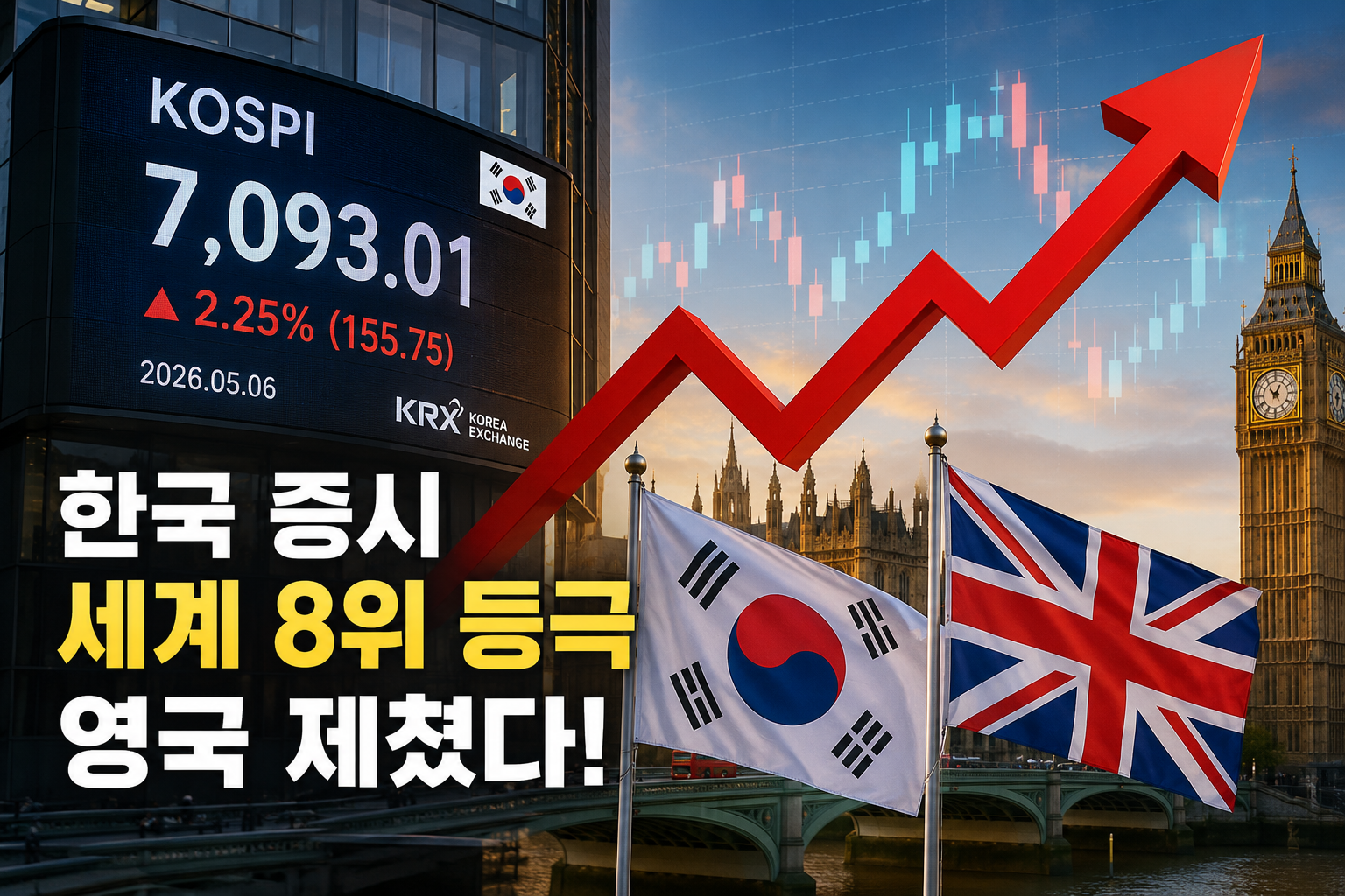 한국 증시 세계 8위 등극, 영국 제쳤다… 코스피 7,000 돌파 배경은?